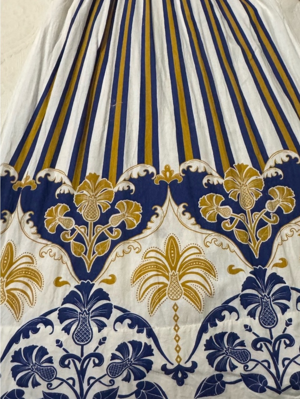 Gorgeous Farm Rio Boho Striped Maxi Dress in White, Navy & Mustard - Picture 5 of 5